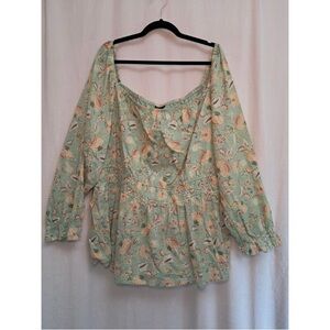 Torrid Mint Floral Blouse